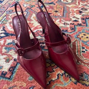 Burgundy Nasty Gal Pointed Toe Slingback Heels